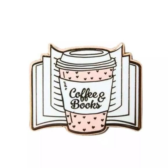 *50% OFF! Coffee & Books enamel pin flair book lover latte pins - Picture 2 of 2